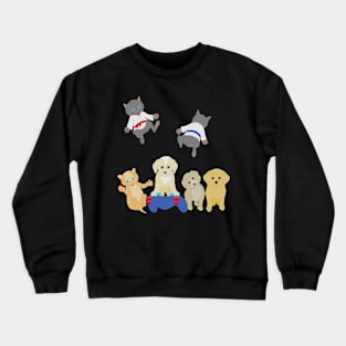 Adorable Newborn Baby Kittens & Puppies All In Together Crewneck Sweatshirt